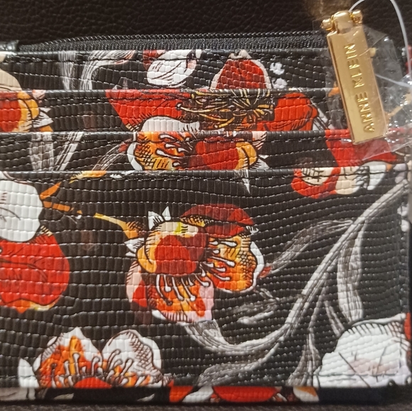 ANNE KLEIN ID CREDIT CARD MIRROR FLORAL FLAP SNAP - Picture 11 of 12